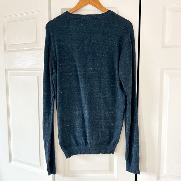 Diesel Blue V-Neck Knit Sweater Men’s Size Medium Cotton Blend Casual Pullover - Picture 4 of 7